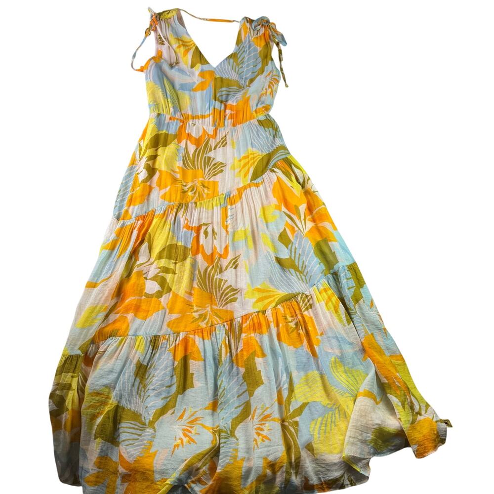 1.STATE Tropical Floral Maxi Dress Women Small Flowy Wedding Cruise Resort Boho - Picture 2 of 15